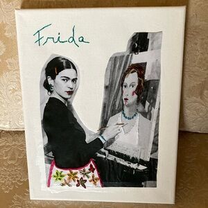 NEW Frida Kahlo Art Canvas with Black and White Accents